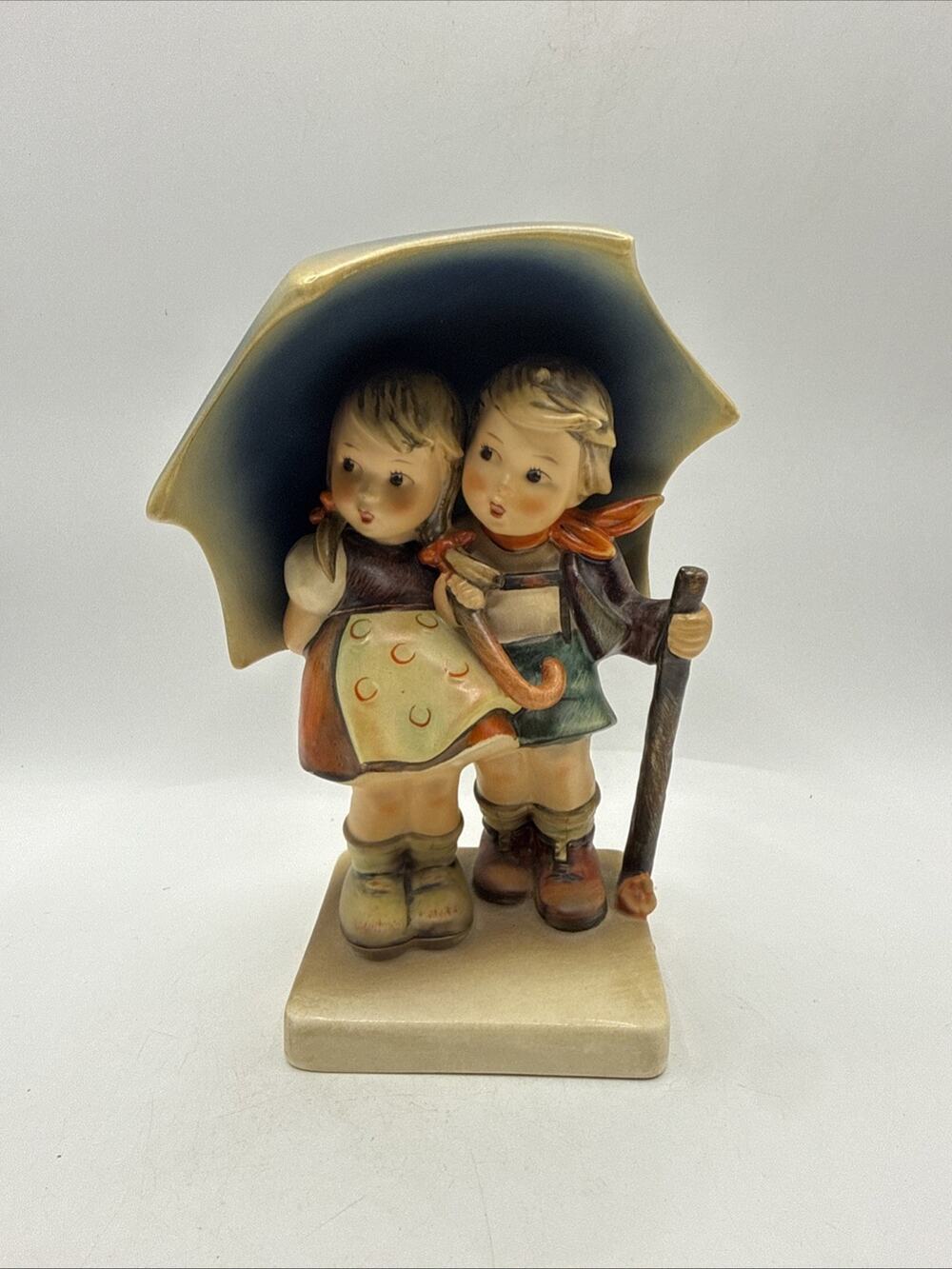 Antique Hummel Figurine "Stormy Weather" Boy & Girl Umbrella #71 Germany *